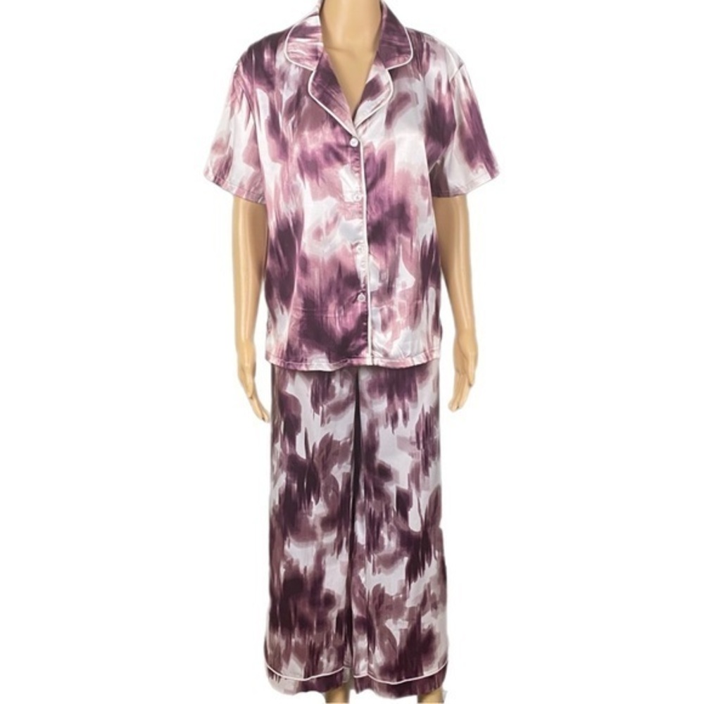 JASON WU- NEW 2-Piece satin pajama set, short sleeve top & pants. Medium. NWT